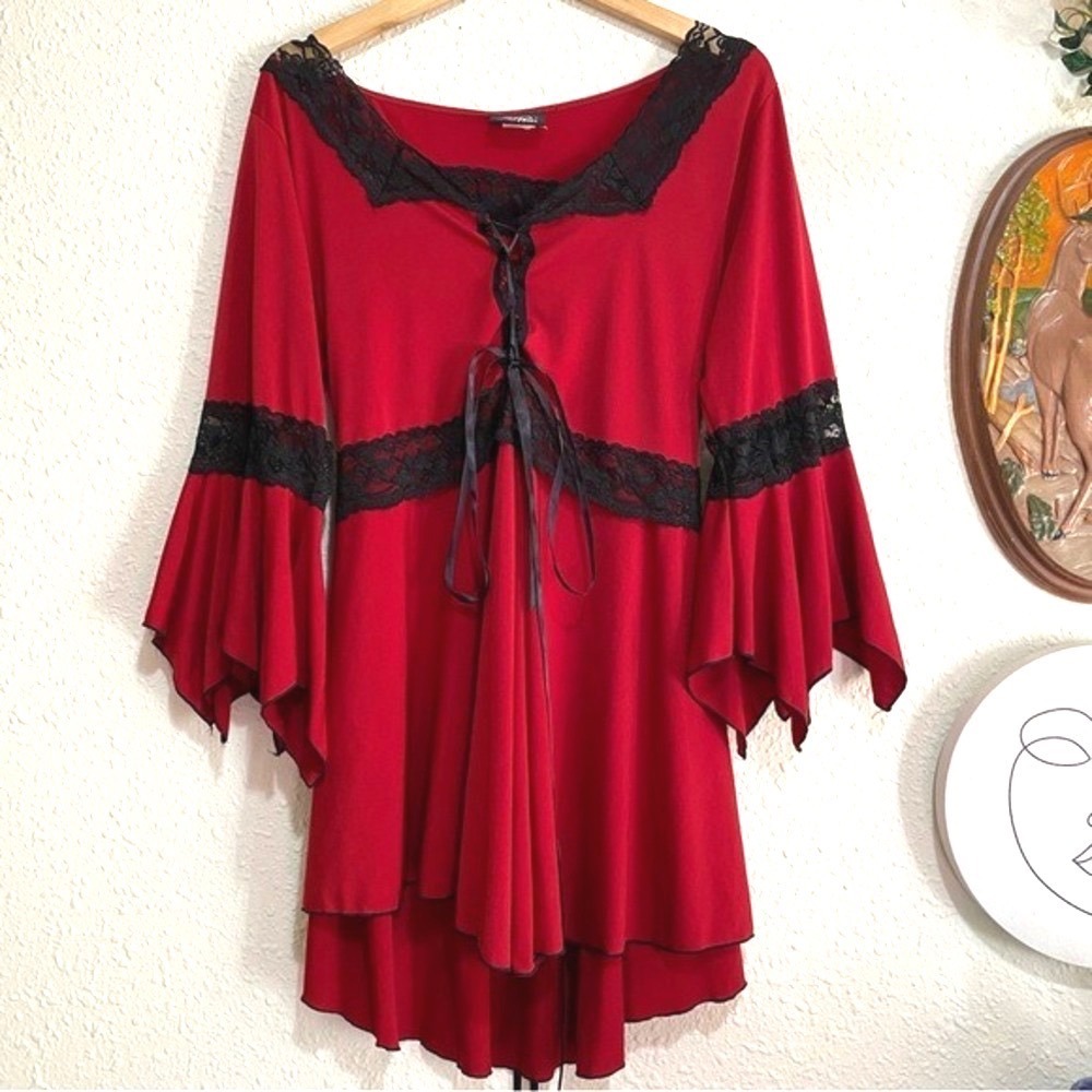 Vtg Dare to Wear women's 5X Red dress Renaissance Victorian Goth Y2K grunge